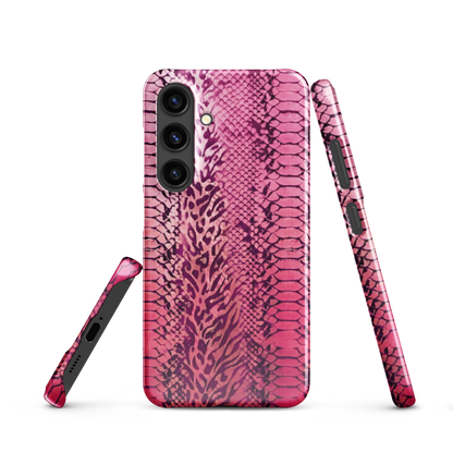 Neon Pink Snake Skin & Leopard Print Snap Case for Samsung