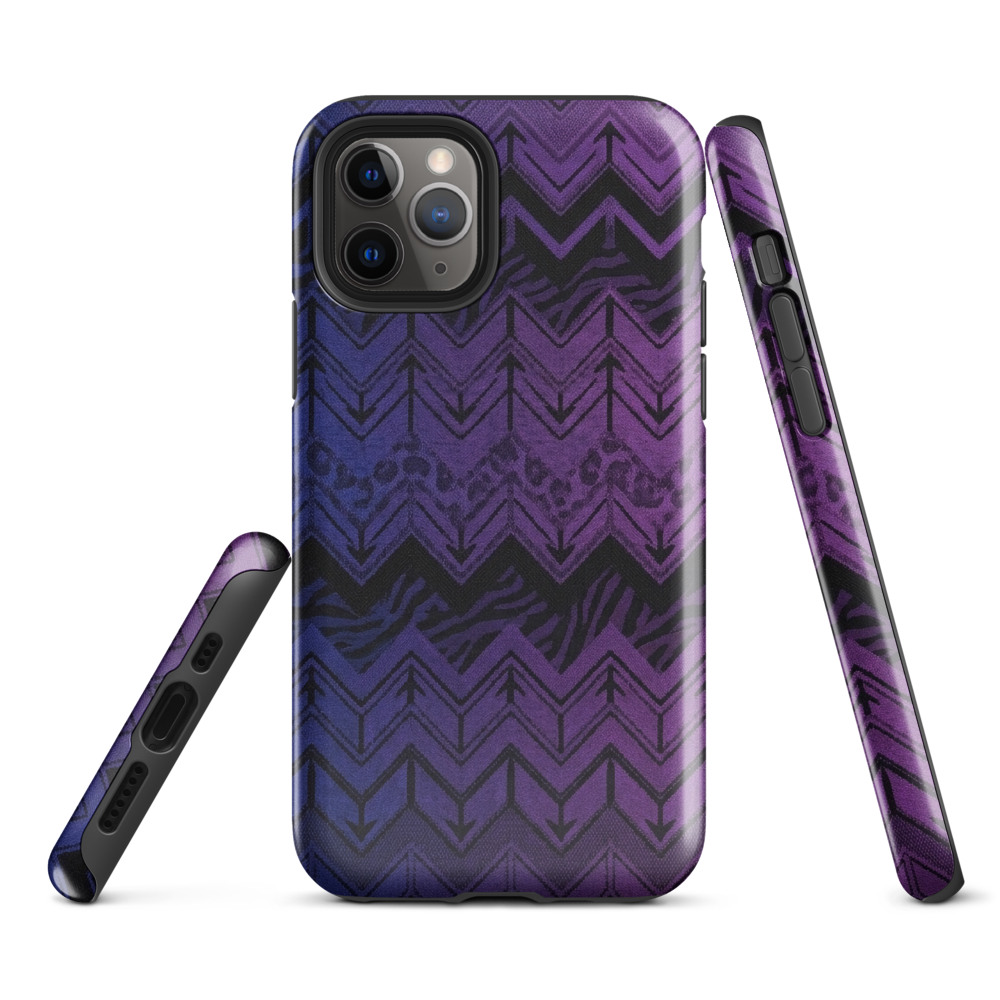 Purple to Blue Chevron Zebra & Leopard Print Tough Case for iPhone®