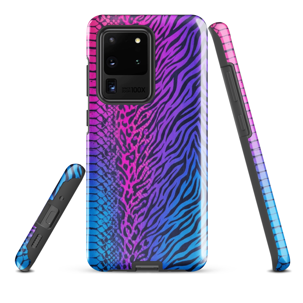 Hot Pink & Blue Snake Skin Zebra & Leopard Print Tough Case for Samsung