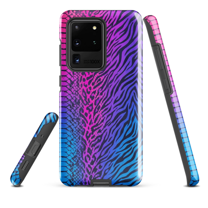 Hot Pink & Blue Snake Skin Zebra & Leopard Print Tough Case for Samsung