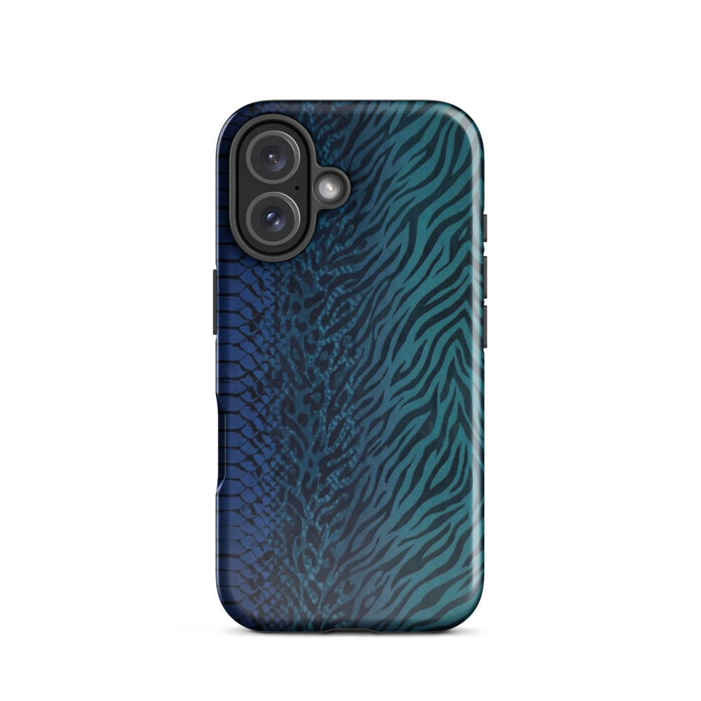 Blue & Teal Snake Skin Zebra & Leopard Print Tough Case for iPhone®