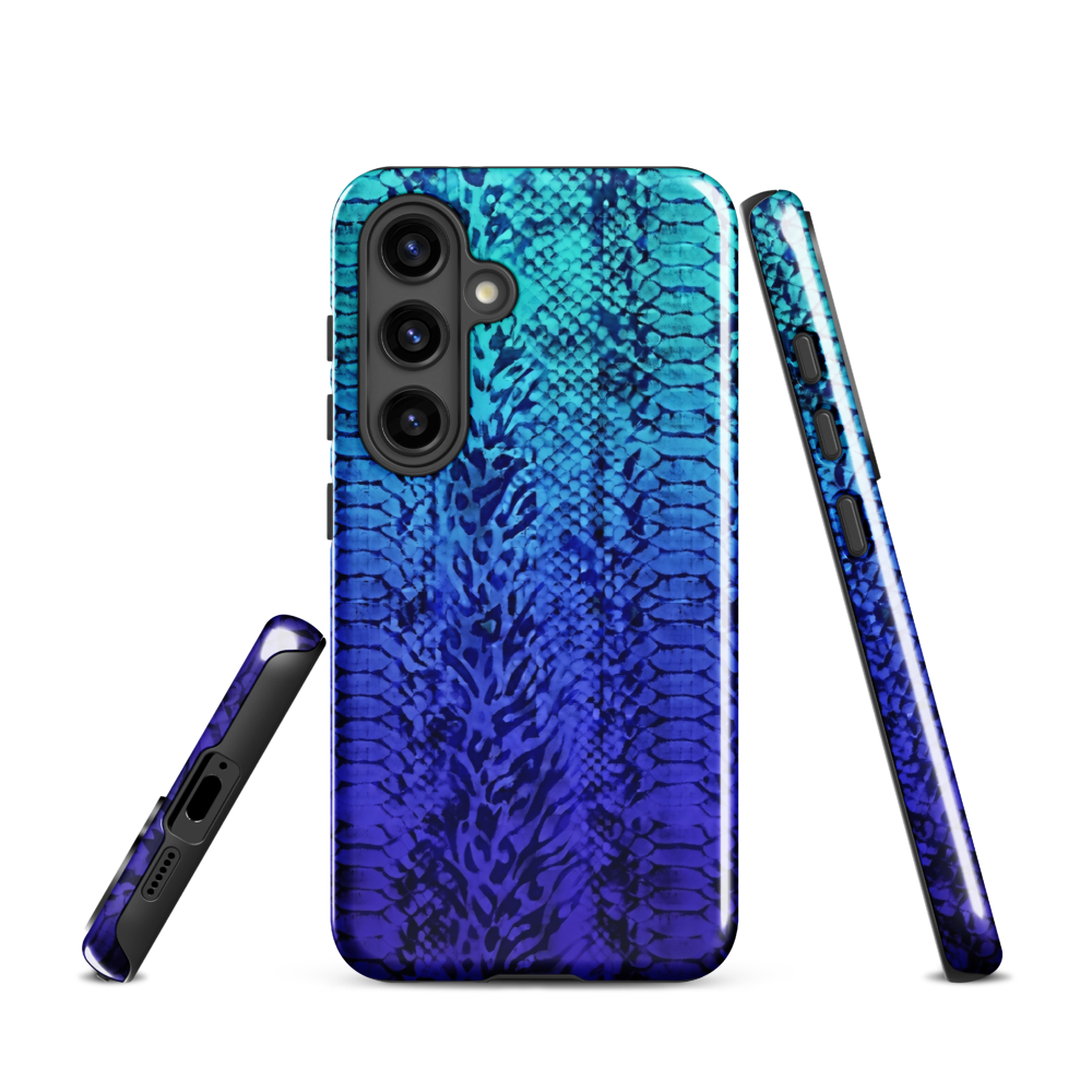 Vibrant Blue Snake & Leopard Print Tough Case for Samsung