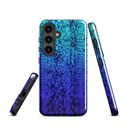 Vibrant Blue Snake & Leopard Print Tough Case for Samsung