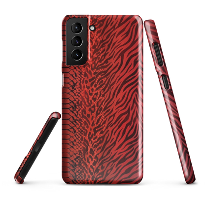 Red Zebra Snake & Leopard Print Snap Case for Samsung
