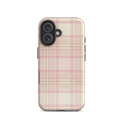 Pink & Cream Plaid Coquette Print Tough Case for iPhone®