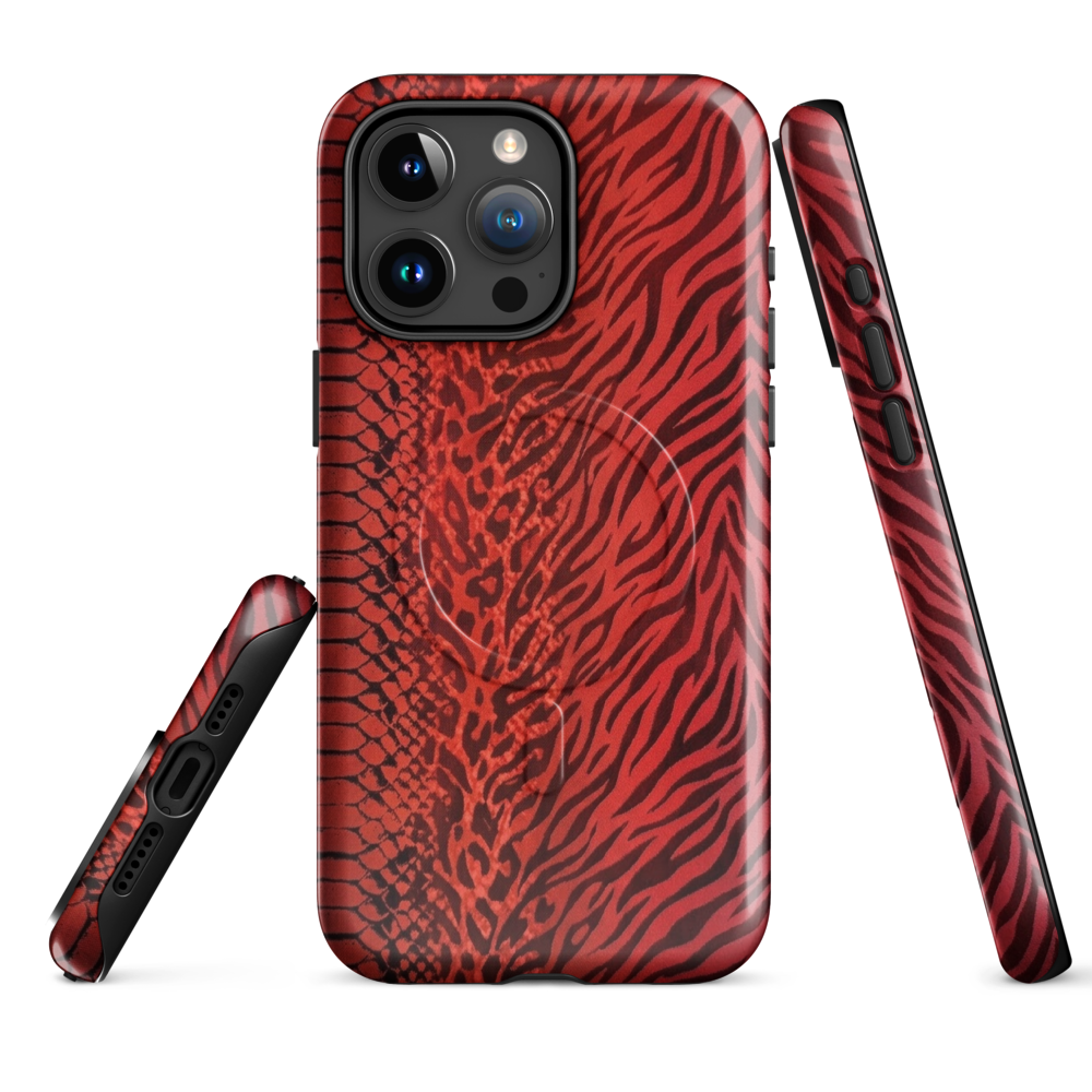 Red Zebra Snake & Leopard Print MagSafe Tough Case for iPhone®