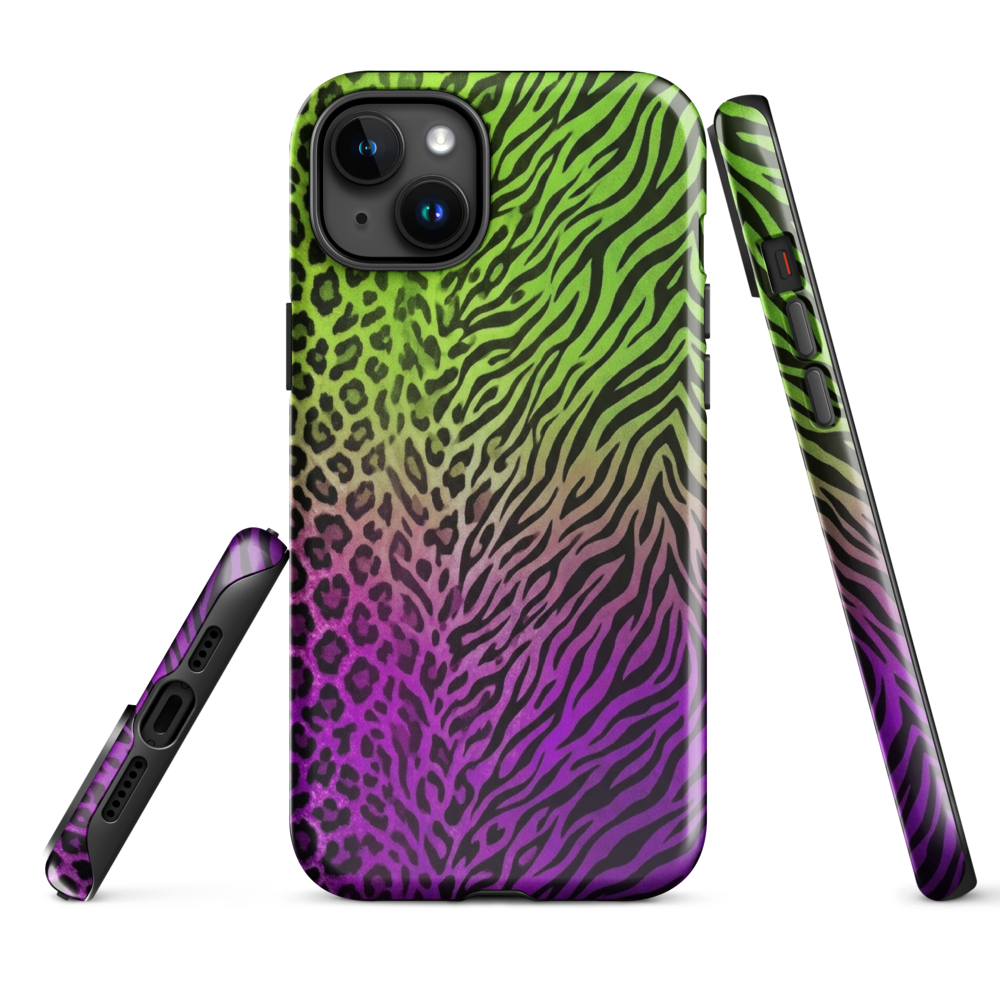 Neon Green & Purple Zebra & Leopard Print Tough Case for iPhone®