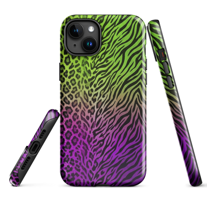Neon Green & Purple Zebra & Leopard Print Tough Case for iPhone®