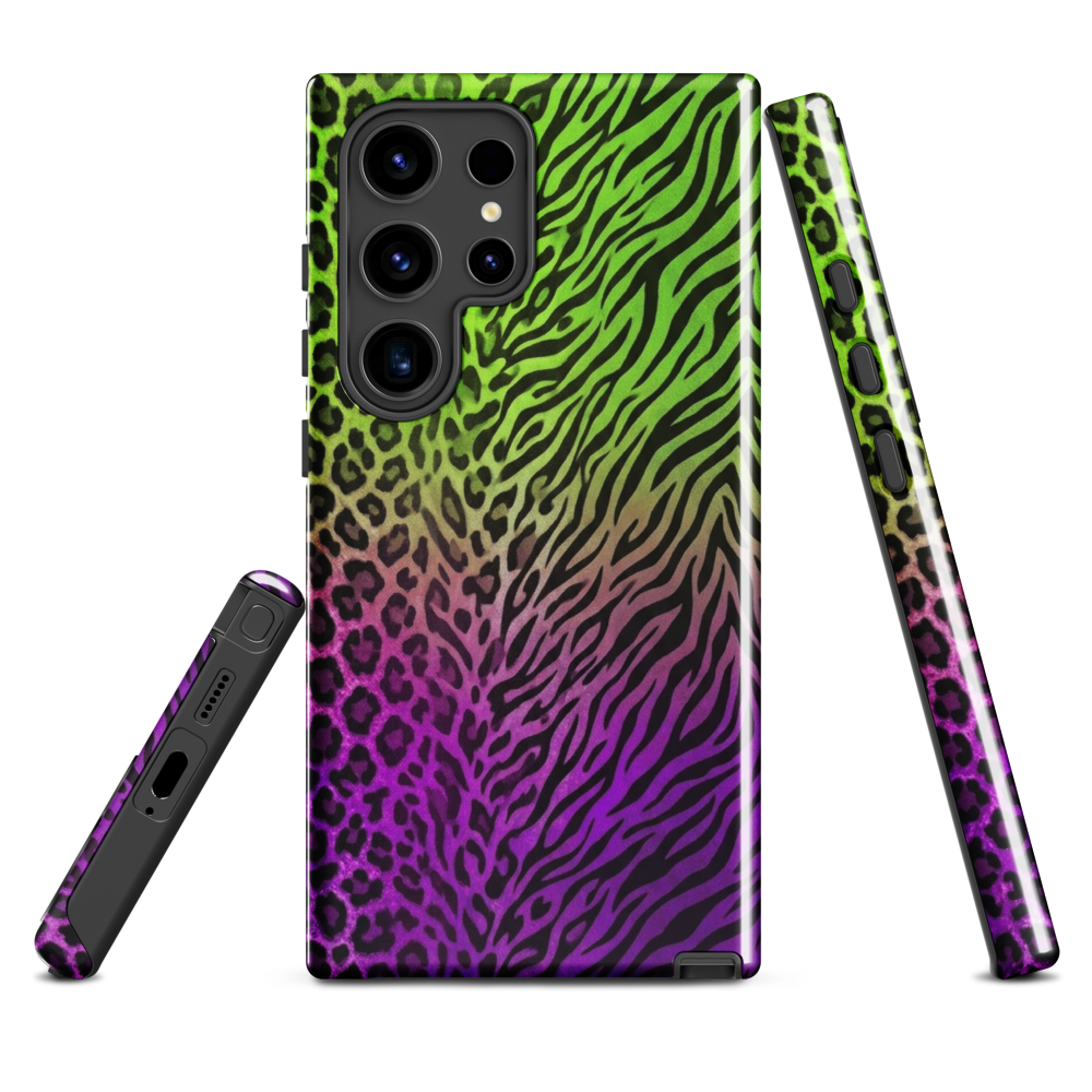 Neon Green & Purple Zebra & Leopard Print Tough Case for Samsung