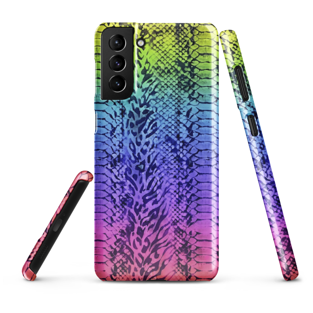 Vibrant Rainbow Snake Skin & Leopard Print Snap Case for Samsung