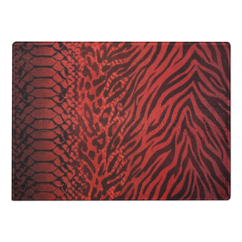 Red Zebra & Leopard Print Glass Cutting Board
