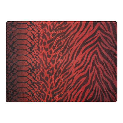 Red Zebra & Leopard Print Glass Cutting Board