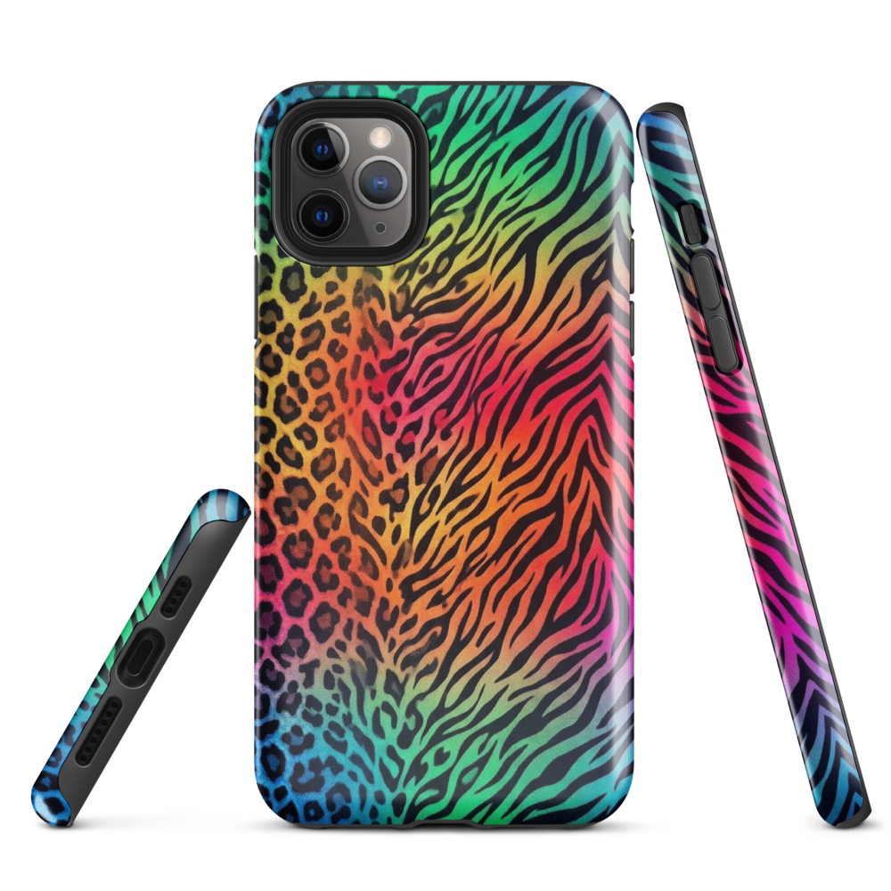 Vibrant Rainbow Zebra & Leopard Print Tough Case for iPhone®