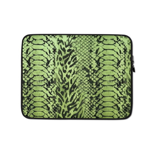 Green Snake Skin & Leopard Print Laptop Sleeve