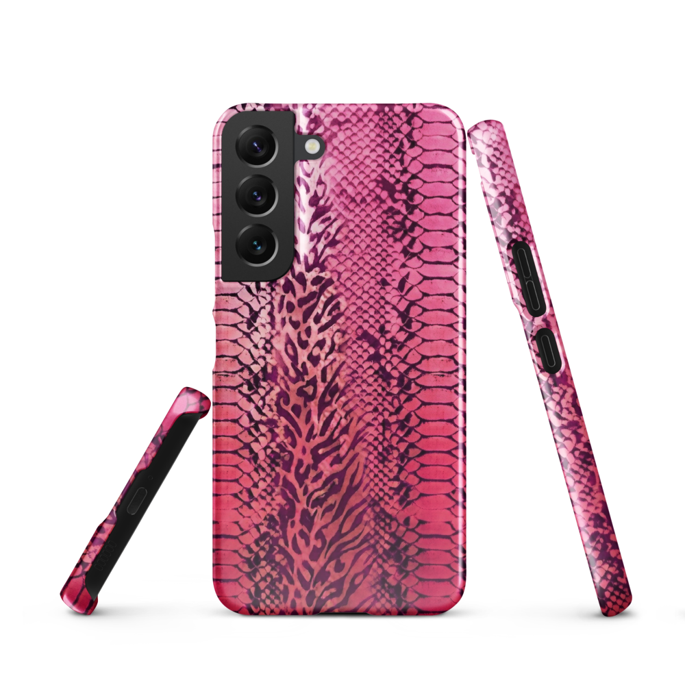 Neon Pink Snake Skin & Leopard Print Snap Case for Samsung