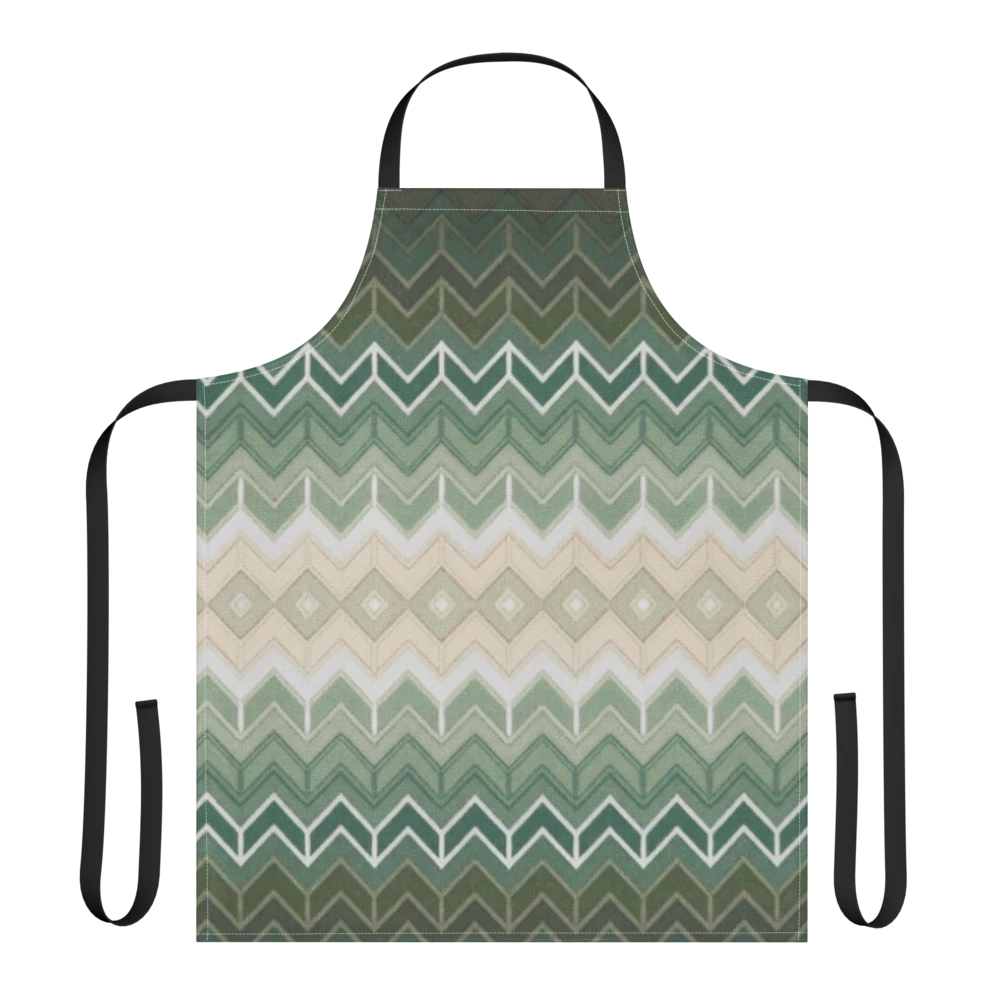 Green Classic Chevron Pattern Strap Apron