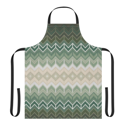 Green Classic Chevron Pattern Strap Apron