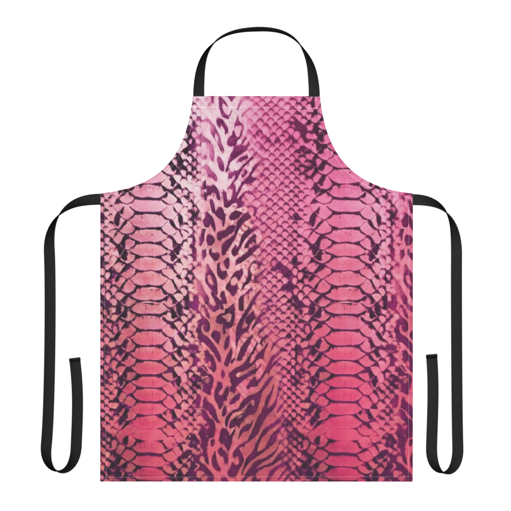 Pink Snake Skin & Leopard Print Strap Apron