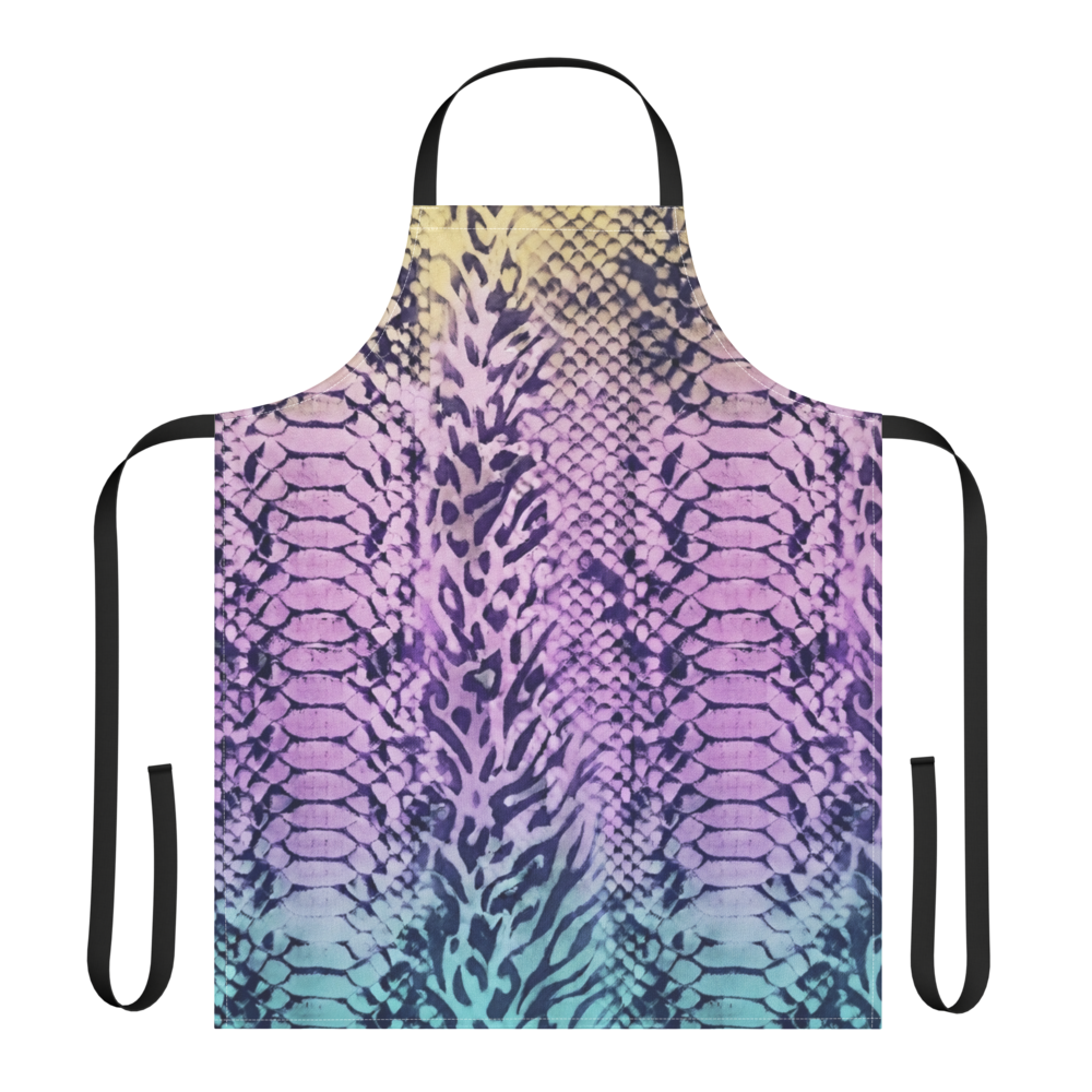 Faded Rainbow Snake Skin & Leopard Print Strap Apron