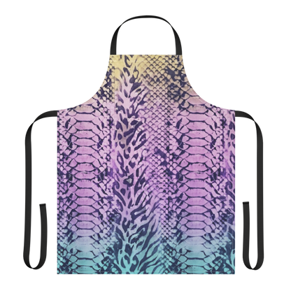 Faded Rainbow Snake Skin & Leopard Print Strap Apron