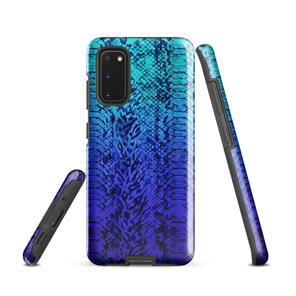 Vibrant Blue Snake & Leopard Print Tough Case for Samsung