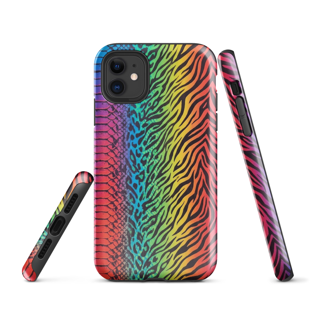 Vibrant Rainbow Snake Skin Leopard & Zebra Print Case for iPhone®