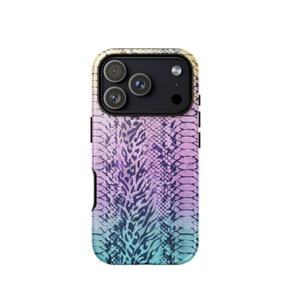 Faded Rainbow Snake Skin Zebra & Leopard Print Tough Case for iPhone®