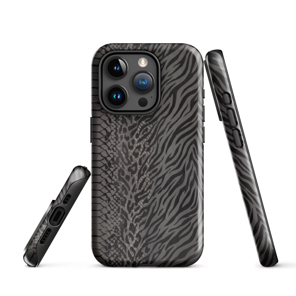 Dark Gray Zebra Print y2k inspired Tough Case for iPhone®
