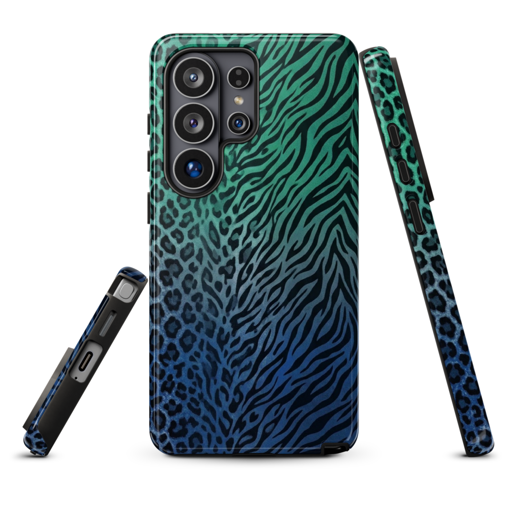 Blue to Teal Zebra & Leopard Print Tough Case for Samsung