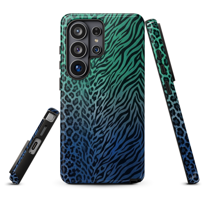 Blue to Teal Zebra & Leopard Print Tough Case for Samsung