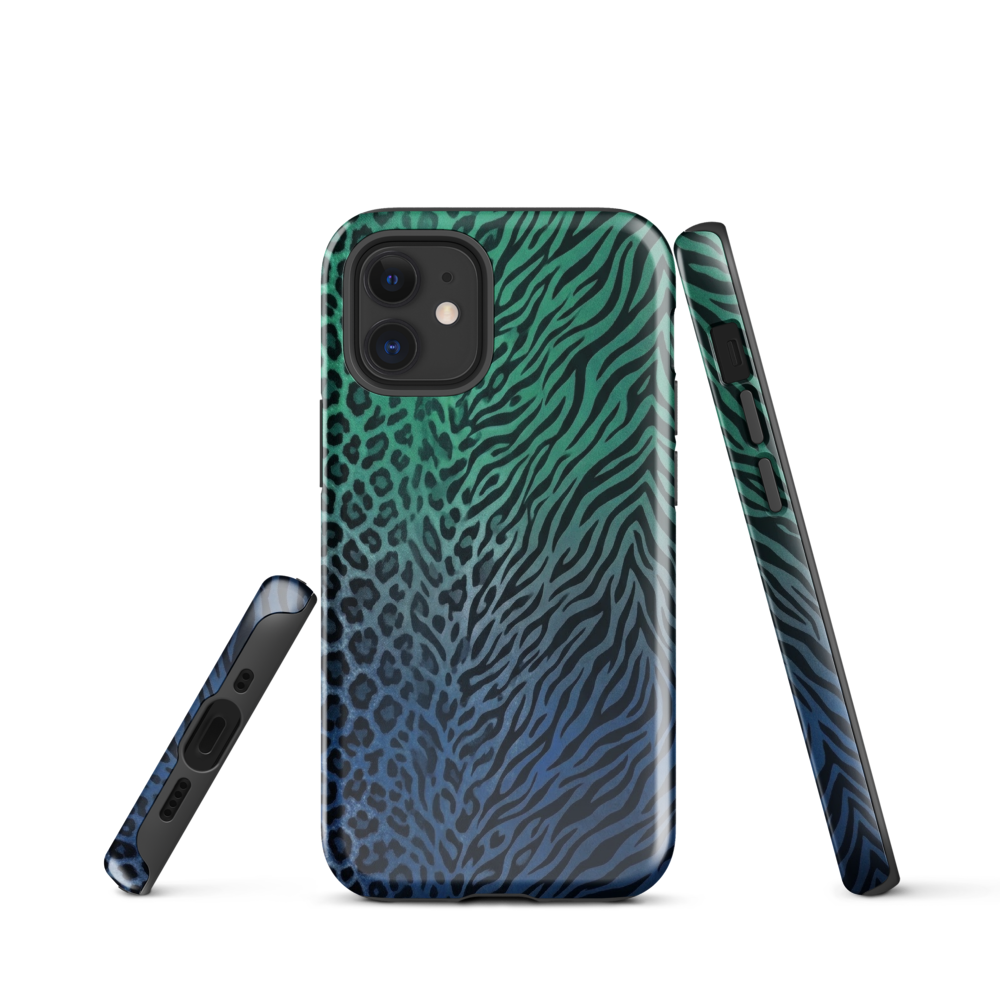 Blue to Teal Zebra & Leopard Print  Tough Case for iPhone®
