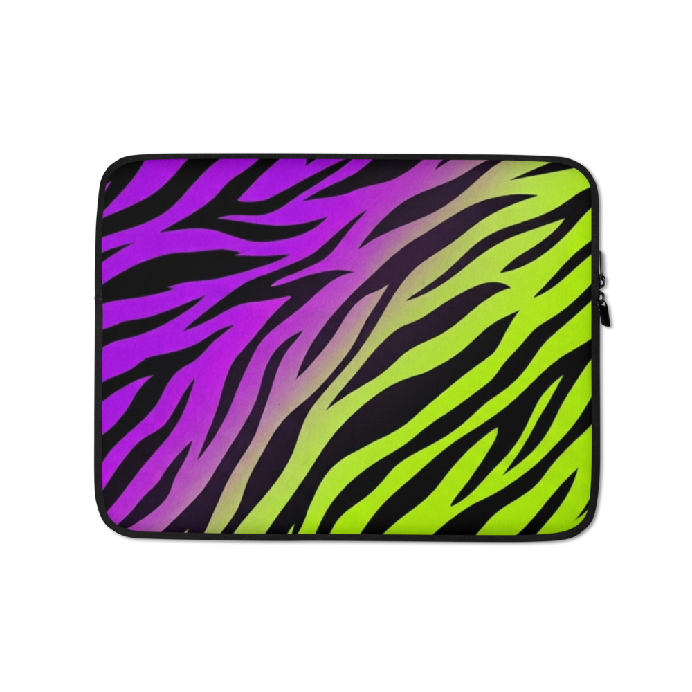 Neon Purple & Green Zebra Print Laptop Sleeve