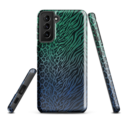 Blue to Teal Zebra & Leopard Print Tough Case for Samsung
