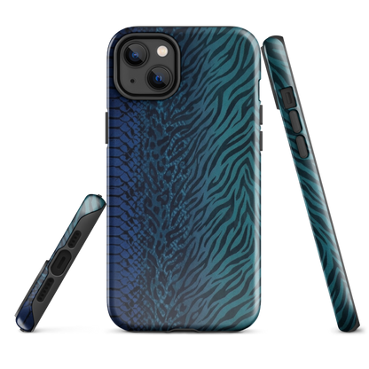 Blue & Teal Snake Skin Zebra & Leopard Print Tough Case for iPhone®