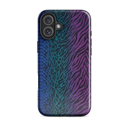 Blue to Purple Dark Snake Zebra & Leopard Print Tough Case for iPhone®