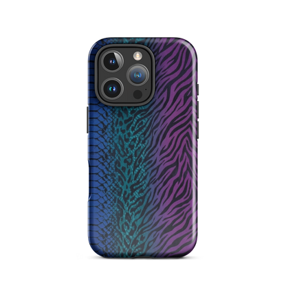 Blue to Purple Dark Snake Zebra & Leopard Print Tough Case for iPhone®