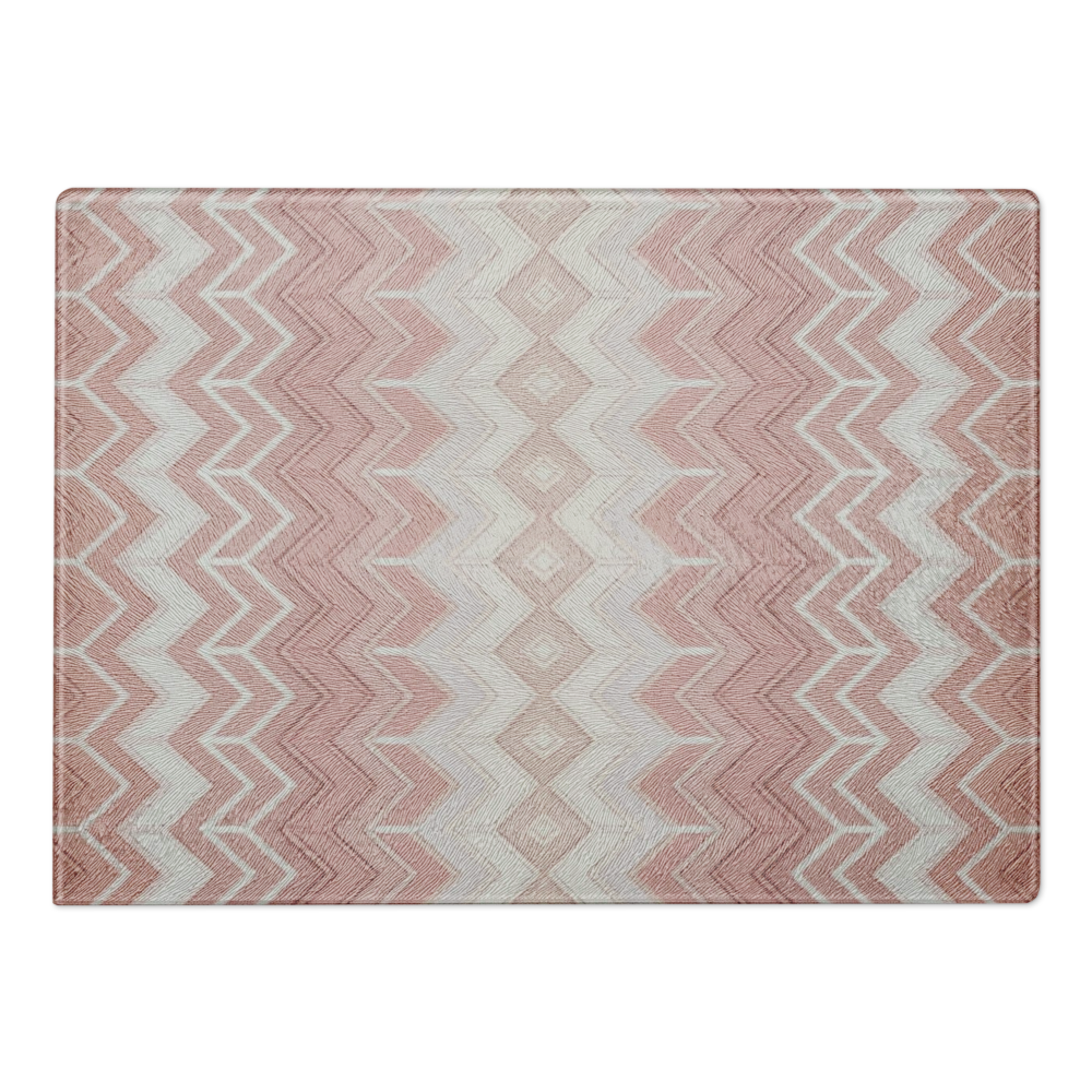Pink & White Classic Chevron Pattern Glass Cutting Board