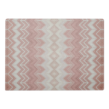 Pink & White Classic Chevron Pattern Glass Cutting Board