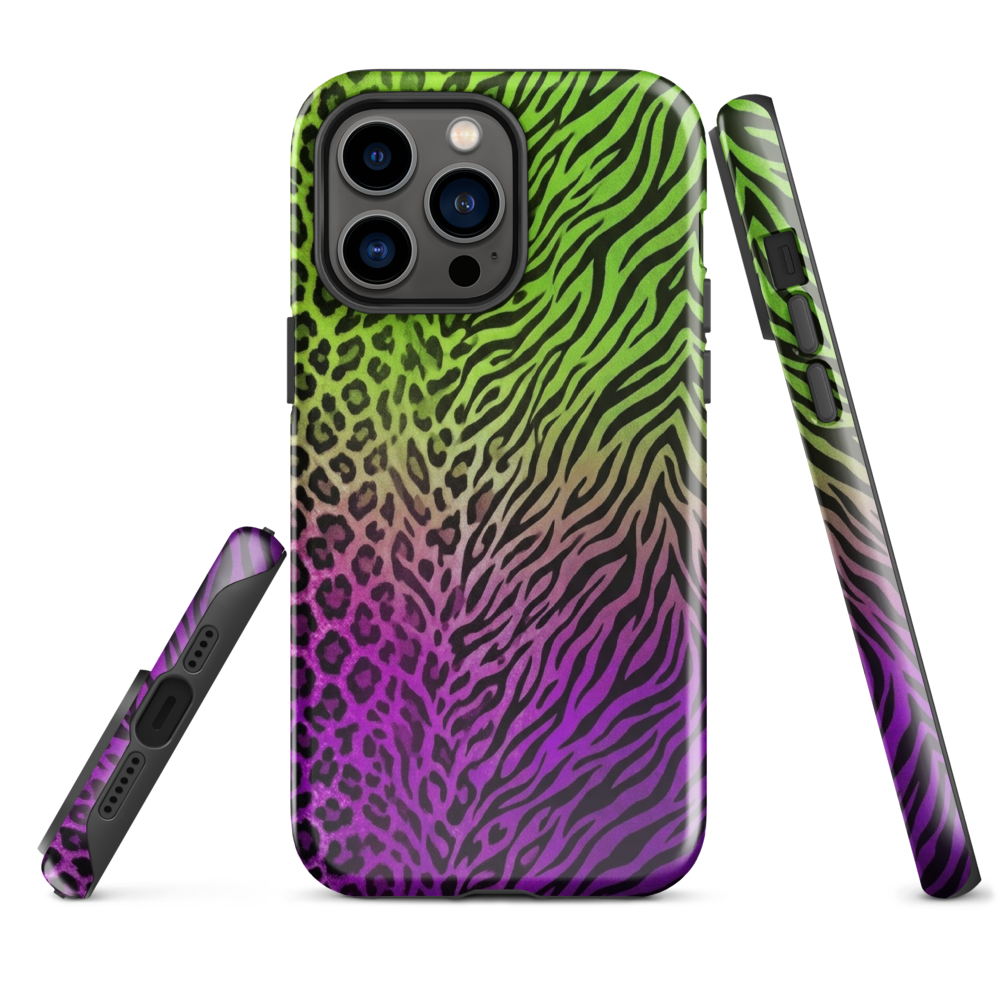 Neon Green & Purple Zebra & Leopard Print Tough Case for iPhone®