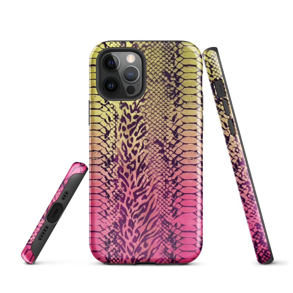 Yellow & Pink Snake Skin & Leopard Print Tough Case for iPhone®
