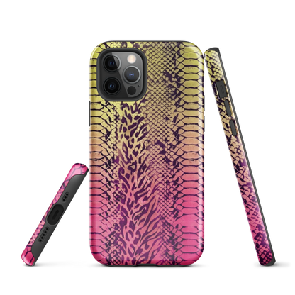 Yellow & Pink Snake Skin & Leopard Print Tough Case for iPhone®