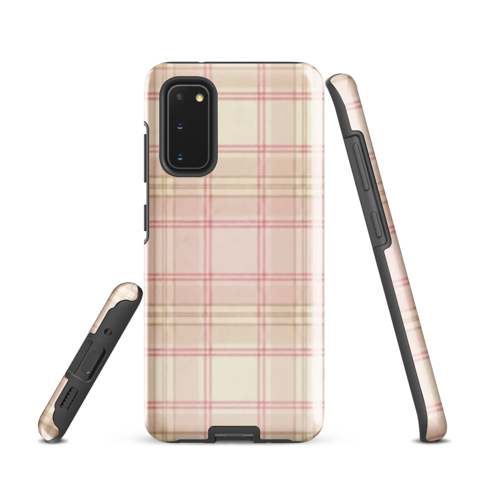 Pink & Cream Plaid Coquette Print Tough Case for Samsung