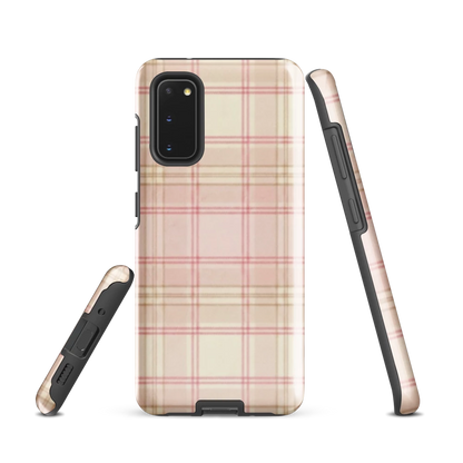Pink & Cream Plaid Coquette Print Tough Case for Samsung