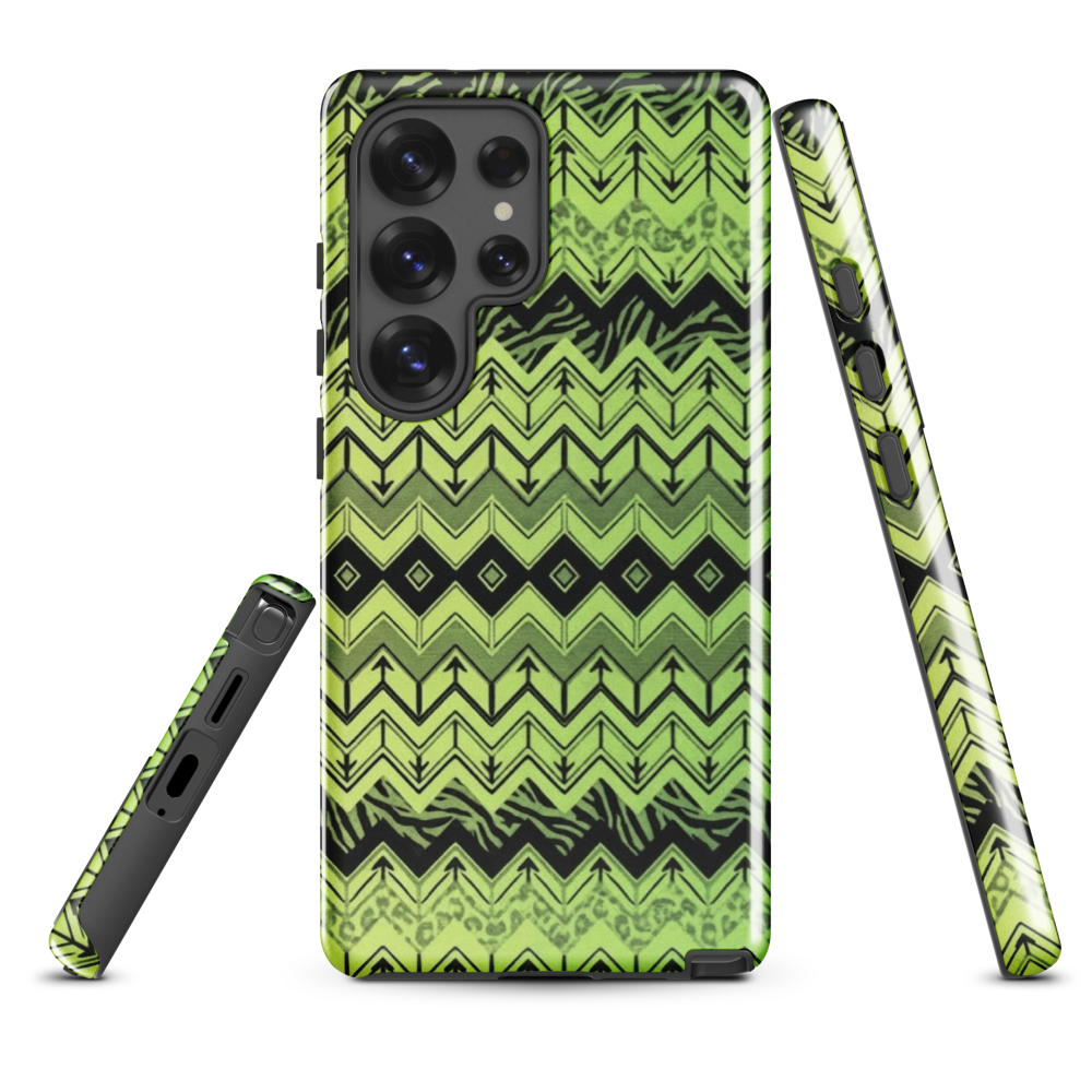 Lime Green Zebra & Leopard Print Chevron Tough Case for Samsung