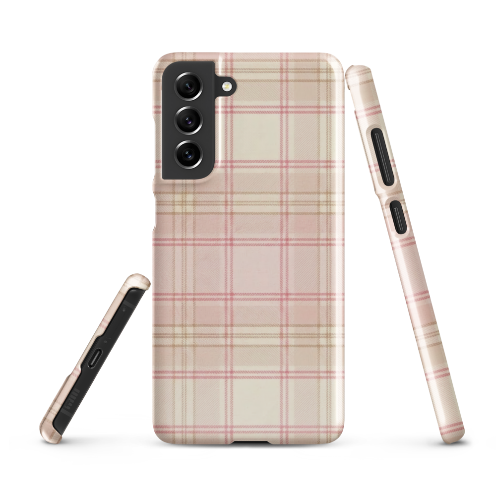 Pink & Cream Plaid Coquette Print Snap Case for Samsung