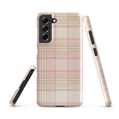 Pink & Cream Plaid Coquette Print Snap Case for Samsung