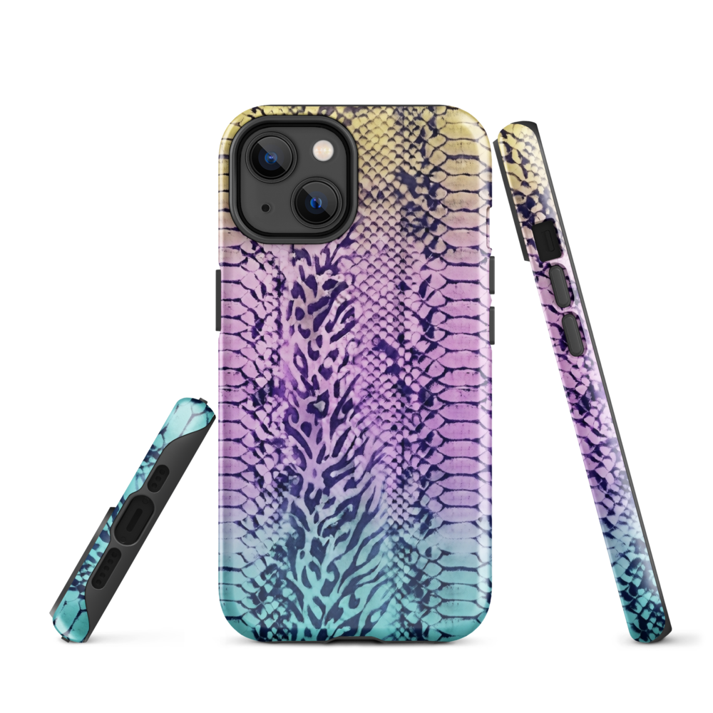 Faded Rainbow Snake Skin Zebra & Leopard Print Tough Case for iPhone®
