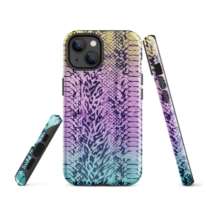 Faded Rainbow Snake Skin Zebra & Leopard Print Tough Case for iPhone®