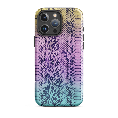 Faded Rainbow Snake Skin Zebra & Leopard Print Tough Case for iPhone®