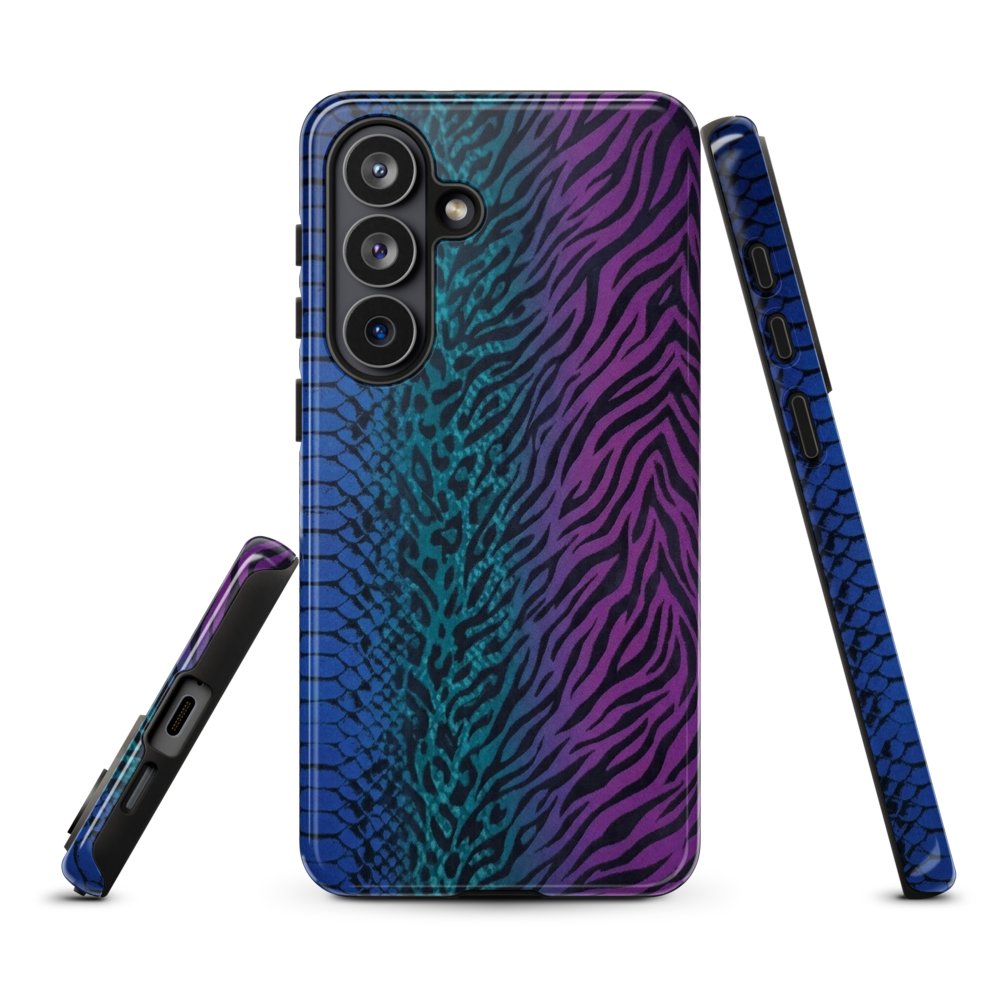 Blue to Purple Dark Snake Zebra & Leopard Print Tough Case for Samsung